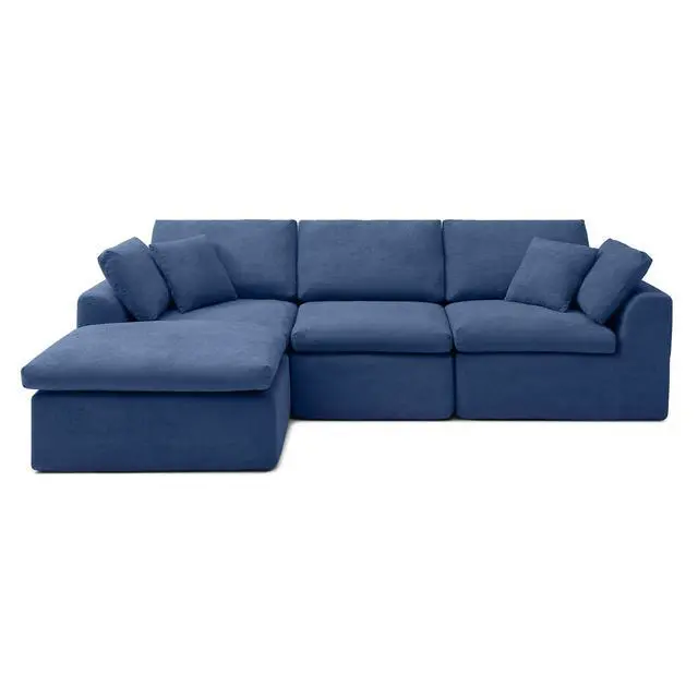 Alt view image 6 of 6 - 111" Cloud Modular Sectional Sofa, Deep Seat Memory Foam L-Shape Couch with Ottoman, Convertible Modular Sofa Couch for Living Room Apartment, Upholstered Boneless Sectional, No Assembly (Blue)