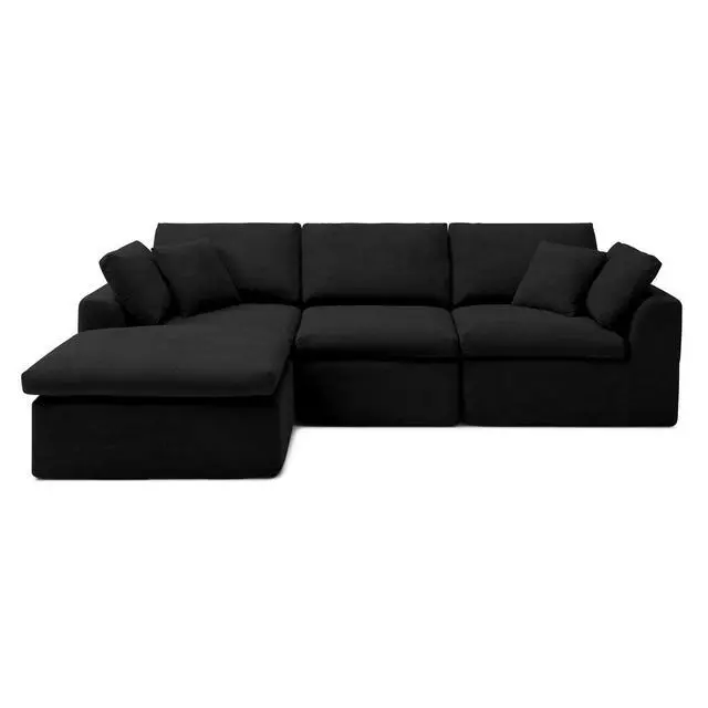 Alt view image 6 of 6 - 111" Cloud Modular Sectional Sofa, Deep Seat Memory Foam L-Shape Couch with Ottoman, Convertible Modular Sofa Couch for Living Room Apartment, Upholstered Boneless Sectional, No Assembly (Black)