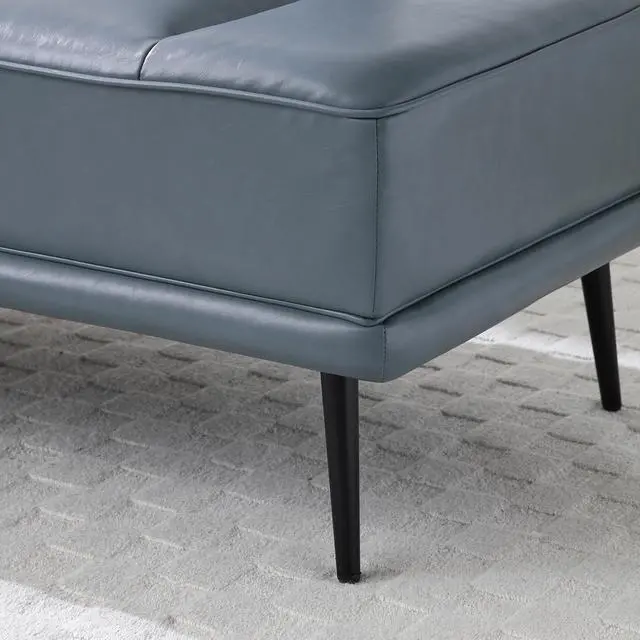 Alt view image 5 of 6 - Small Modern Loveseat Couch Sofa, Leather Upholstered 2-Seat Sofa, Love Seat Furniture with 360-Degree Swivel Tray, Black Metal Leg for Small Space, Living Room, Bedroom, Apartment (Grey)