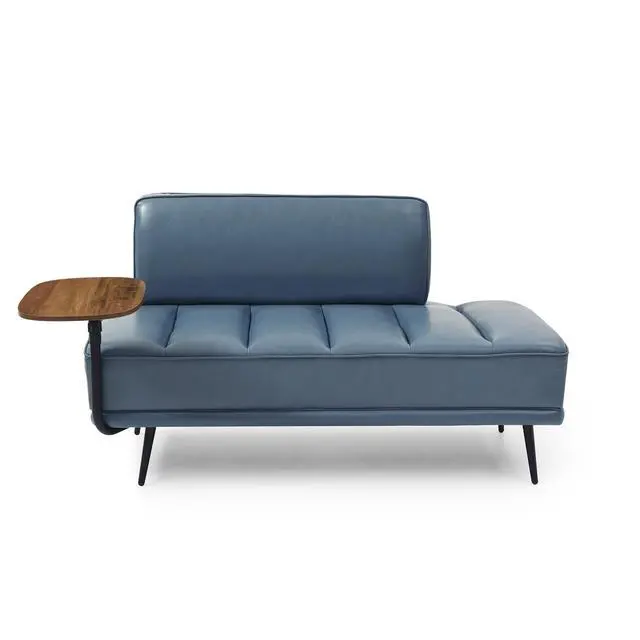 Alt view image 6 of 6 - Small Modern Loveseat Couch Sofa, Leather Upholstered 2-Seat Sofa, Love Seat Furniture with 360-Degree Swivel Tray, Black Metal Leg for Small Space, Living Room, Bedroom, Apartment (Grey)