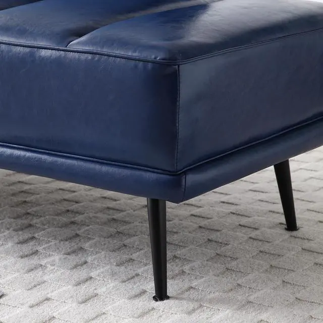 Alt view image 5 of 6 - Small Modern Loveseat Couch Sofa, Leather Upholstered 2-Seat Sofa, Love Seat Furniture with 360-Degree Swivel Tray, Black Metal Leg for Small Space, Living Room, Bedroom, Apartment (Blue)