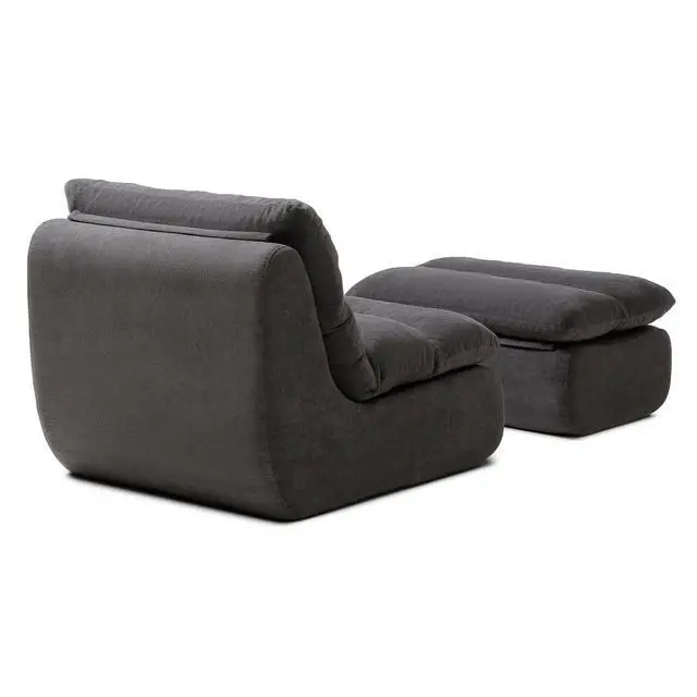 Alt view image 7 of 7 - Comfy Reading Chair for Adults with Ottoman, Cloud Bean Bag Chair Sofa, Boneless Single Seat Lounge Couch with High Density Foam, Deep Seat Floor Sofa for Living Room Bedroom (Gray)