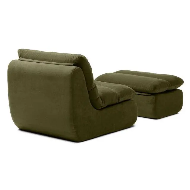 Alt view image 7 of 7 - Comfy Reading Chair for Adults with Ottoman, Cloud Bean Bag Chair Sofa, Boneless Single Seat Lounge Couch with High Density Foam, Deep Seat Floor Sofa for Living Room Bedroom (Green)