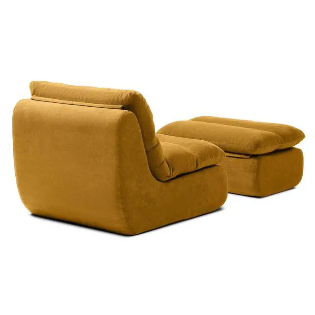 Alt view image 7 of 7 - Comfy Reading Chair for Adults with Ottoman, Cloud Bean Bag Chair Sofa, Boneless Single Seat Lounge Couch with High Density Foam, Deep Seat Floor Sofa for Living Room Bedroom (Yellow)