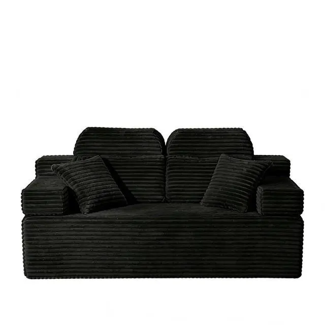 Main image of 71" High Backrest Sofa for Small Spaces, Compressed Corduroy Couch with Deep Seating for Living Room, Bedroom, Black
