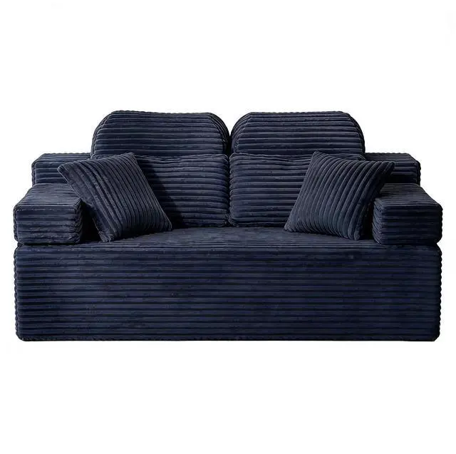 Main image of 71" High Backrest Sofa for Small Spaces, Compressed Corduroy Couch with Deep Seating for Living Room, Bedroom, Gray