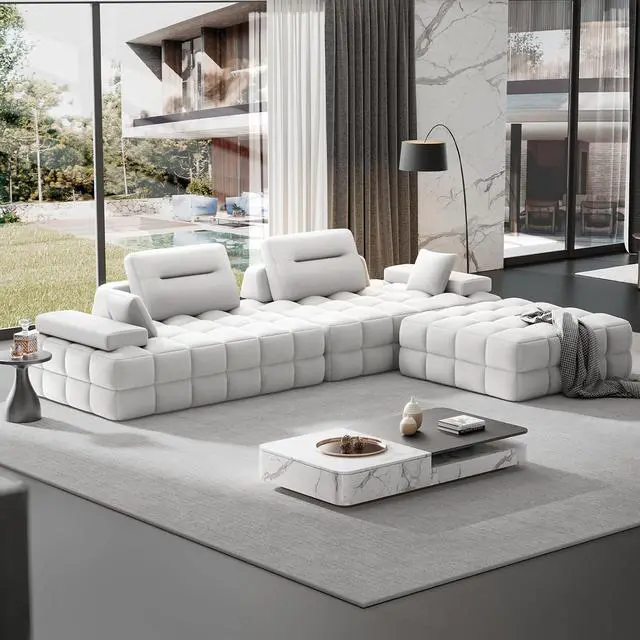 Main image of L Shaped Sectional Sofa 132" with Storage Chaise, Modular Sofa Bed & 6 Pillows, Durable Kid-Friendly Chenille Fabric for Living Room and Apartment