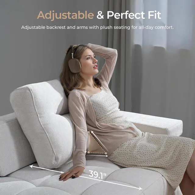 Alt view image 6 of 7 - L Shaped Sectional Sofa 132" with Storage Chaise, Modular Sofa Bed & 6 Pillows, Durable Kid-Friendly Chenille Fabric for Living Room and Apartment
