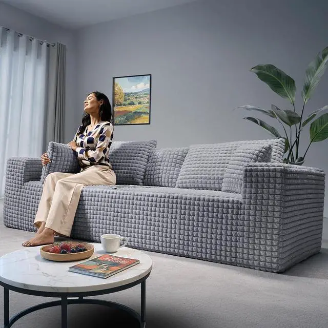 Main image of 101" Couch for Living Room Furniture Diamond Boneless Sofa with 31-inch Extra Deep Seat, No Assembly, Gray