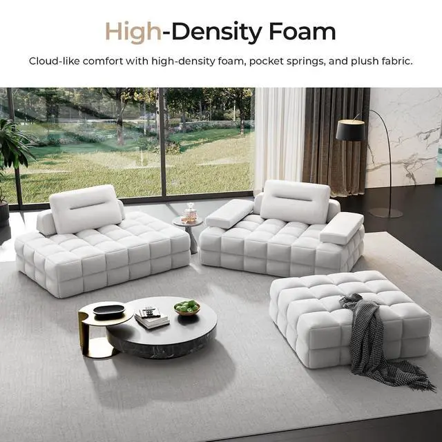 Alt view image 7 of 7 - L Shaped Sectional Sofa 132" with Storage Chaise, Modular Sofa Bed & 6 Pillows, Durable Kid-Friendly Chenille Fabric for Living Room and Apartment