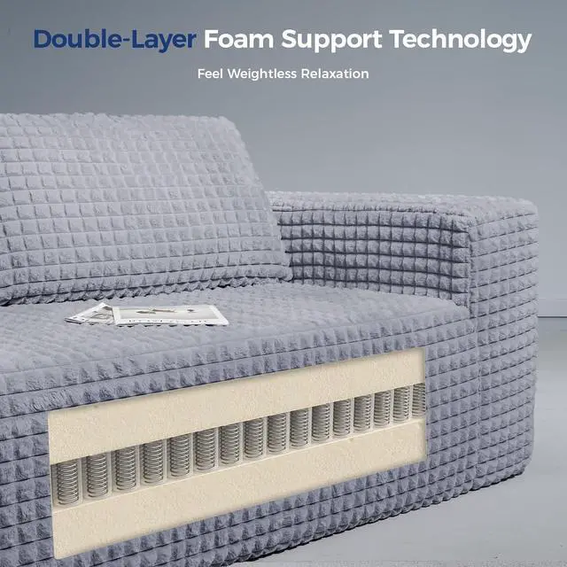 Alt view image 4 of 7 - 101" Couch for Living Room Furniture Diamond Boneless Sofa with 31-inch Extra Deep Seat, No Assembly, Gray