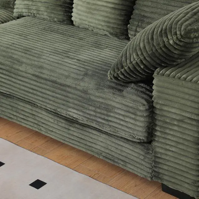 Alt view image 6 of 6 - 108.6" Corduroy Modular Sectional Sofa with Ottoman & Storage, Modern Deep-Seat L-Shaped Sectional with 8 Pillows, Cloud-Like Couch for Living Room, Office & Apartment, Green