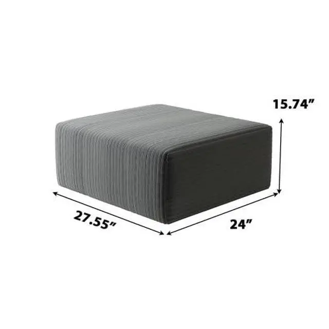 Alt view image 2 of 2 - 27.5" Ottoman Seat, Corduroy Upholstered Deep Seat, Comfy Cloud Couch with Movable Ottoman, DIY Combination, Plush Corduroy, Dark Grey