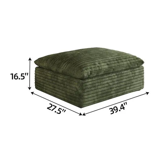 Alt view image 2 of 2 - 39.4" Ottoman Seat, Corduroy Upholstered Deep Seat, Comfy Cloud Couch with Movable Ottoman, DIY Combination, Plush Corduroy, Green