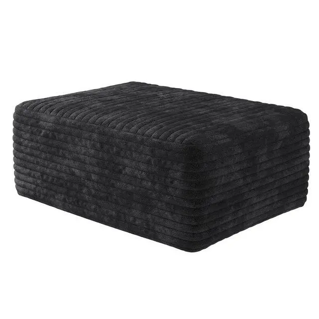 Alt view image 6 of 6 - 37.4" Ottoman Seat, Corduroy Upholstered Deep Seat, Comfy Cloud Couch with Movable Ottoman, DIY Combination, Plush Corduroy, Black