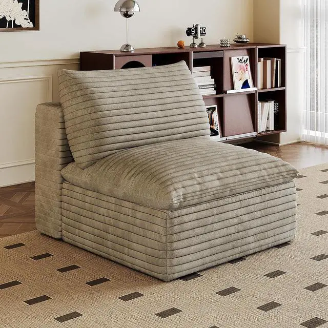 Main image of 39.4" Modular Sectional Sofa, Comfy Corduroy Single Seater Sofa, Compression Cushions for Living Room, No Assembly Required (Camel)