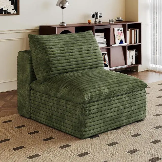 Main image of 39.4" Modular Sectional Sofa, Comfy Corduroy Single Seater Sofa, Compression Cushions for Living Room, No Assembly Required (Green)