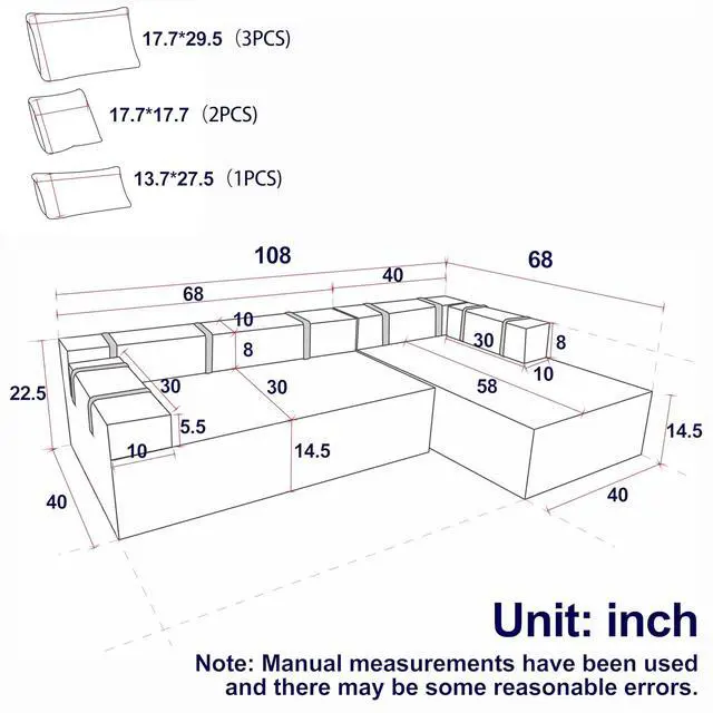 Alt view image 3 of 7 - 108" Modular Sectional Sofa, Convertible L-Shaped Couch with 6 Pillows, Modern Chenille 3-Seater Deep-Seated Cloud Couch for Living Room, No Assembly Required (Beige, Right-Facing Chaise)