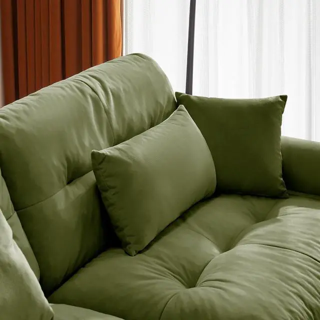 Alt view image 6 of 6 - 166" Modular Sectional Sofa with 2 Ottomans,Oversized 4-Seater Couch with Waist & Throw Pillows,Comfy Velvet Deep Seat Upholstered Sofa for Living Room,Apartment(Olive Green,4-Seater with 2 Ottomans)