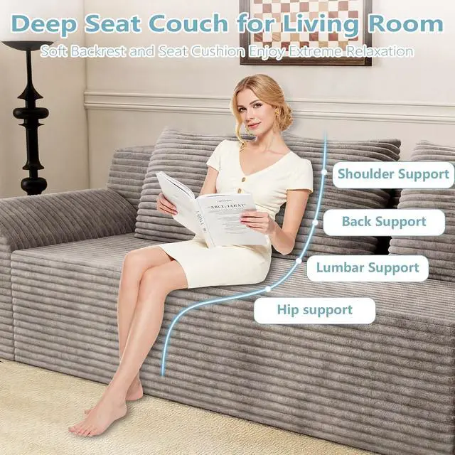 Alt view image 6 of 7 - 71"Cloud Loveseat Sofa,Modern 2-Seater Boneless Couch with 3Pillows & Side Pocket,Soft Corduroy Loveseat,Compressed Foam,Deep Seat,No Assembly for Living Room,Bedroom,Apartment(Tilted Armrest, Camel)