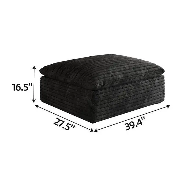 Alt view image 2 of 2 - 39.4" Ottoman Seat, Corduroy Upholstered Deep Seat, Comfy Cloud Couch with Movable Ottoman, DIY Combination, Plush Corduroy, Black