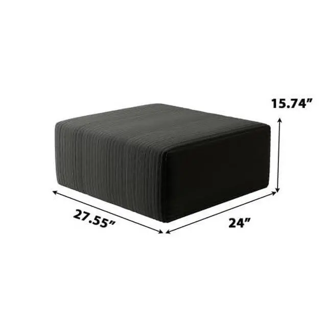 Alt view image 2 of 2 - 27.5" Ottoman Seat, Corduroy Upholstered Deep Seat, Comfy Cloud Couch with Movable Ottoman, DIY Combination, Plush Corduroy, Black