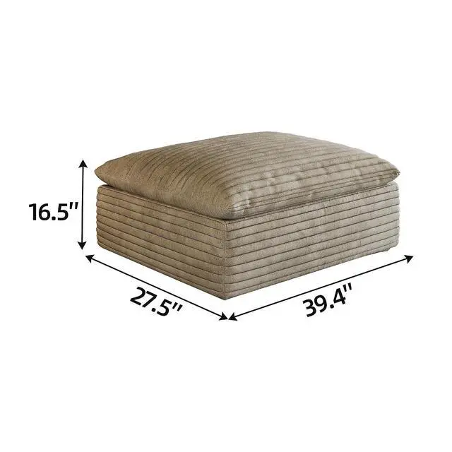 Alt view image 2 of 3 - 39.4" Ottoman Seat, Corduroy Upholstered Deep Seat, Comfy Cloud Couch with Movable Ottoman, DIY Combination, Plush Corduroy, Camel