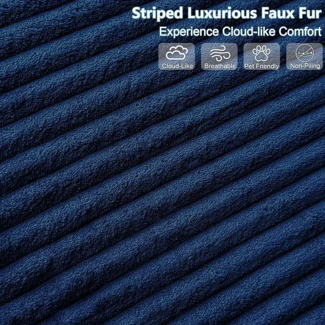 Alt view image 5 of 6 - 96" U Shaped Cloud Sectional Couch with Fluffy Corduroy, Deep Memory Foam Seats Sofa with 1 Ottoman for Living Room, No Assembly Required(Blue,Right-Facing Chaise)