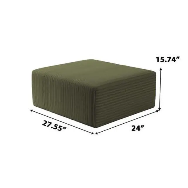 Alt view image 2 of 2 - 27.5" Ottoman Seat, Corduroy Upholstered Deep Seat, Comfy Cloud Couch with Movable Ottoman, DIY Combination, Plush Corduroy, Green