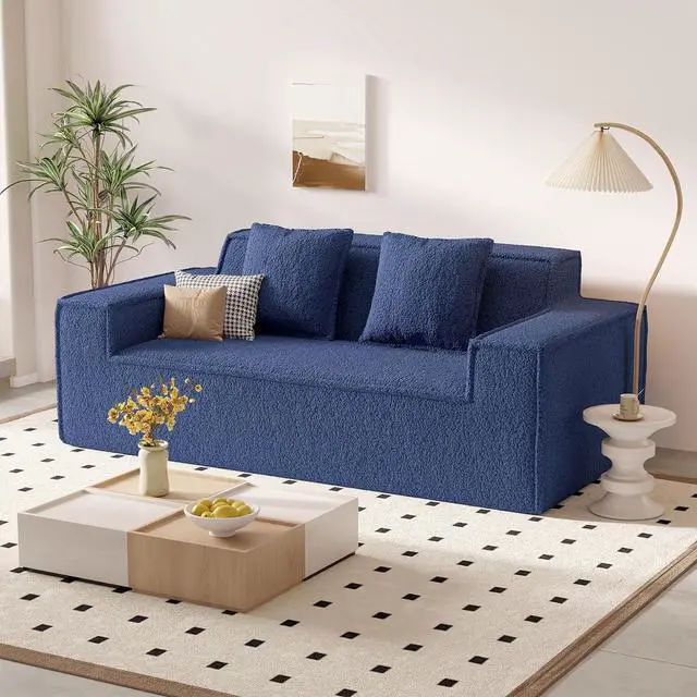 Main image of 75'' Cloud Loveseat Sofa, No Assembly Required Comfy Deep Seat Teddy Couches 1 pcs for Living Room, Bedroom, Apartment(Teddy Fabric-Blue)