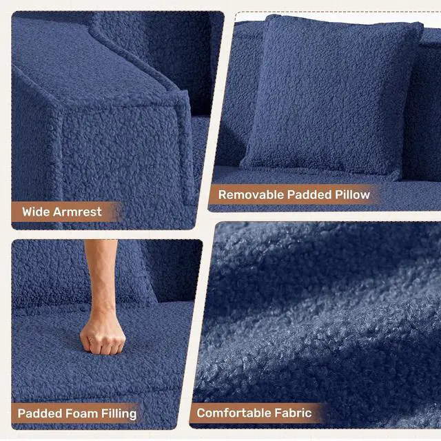 Alt view image 6 of 7 - 75'' Cloud Loveseat Sofa, No Assembly Required Comfy Deep Seat Teddy Couches 1 pcs for Living Room, Bedroom, Apartment(Teddy Fabric-Blue)