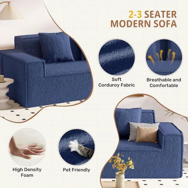 Alt view image 7 of 7 - 75'' Cloud Loveseat Sofa, No Assembly Required Comfy Deep Seat Teddy Couches 1 pcs for Living Room, Bedroom, Apartment(Teddy Fabric-Blue)