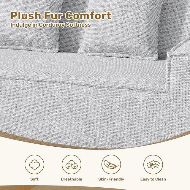 Alt view image 4 of 7 - 77'' Modern Small Loveseat, No Assembly Required Cloud Sofa Cloud Sofa Boneless Couches with 2 pcs Pillows for Living Room, Apartment(Polar Fleece-Grey)