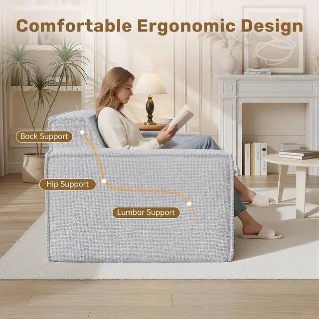 Alt view image 6 of 7 - 77'' Modern Small Loveseat, No Assembly Required Cloud Sofa Cloud Sofa Boneless Couches with 2 pcs Pillows for Living Room, Apartment(Polar Fleece-Grey)