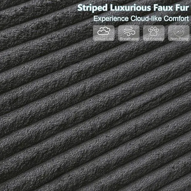 Alt view image 4 of 6 - 96" U Shaped Cloud Sectional Couch with Fluffy Corduroy, Deep Memory Foam Seats Sofa with 1 Ottoman for Living Room, No Assembly Required(Dark Grey,Left-Facing Chaise)