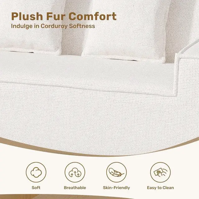 Alt view image 4 of 7 - 77'' Modern Small Loveseat, No Assembly Required Cloud Sofa Cloud Sofa Boneless Couches with 2 pcs Pillows for Living Room, Apartment(Polar Fleece-Beige)