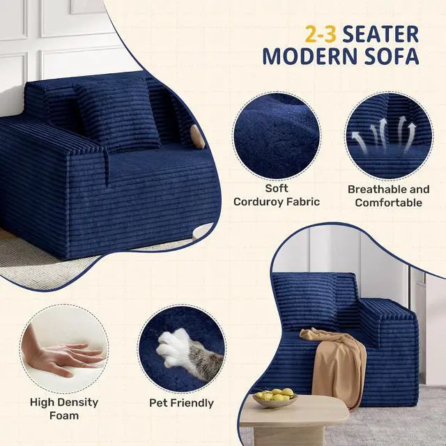 Alt view image 6 of 7 - 75'' Modern Loveseat Sofa, No Assembly Required Comfy Deep Seat Couches 1 pcs for Living Room, Bedroom, Apartment