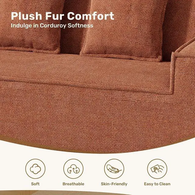 Alt view image 4 of 7 - 77'' Modern Small Loveseat, No Assembly Required Cloud Sofa Cloud Sofa Boneless Couches with 2 pcs Pillows for Living Room, Apartment(Polar Fleece-Brown)