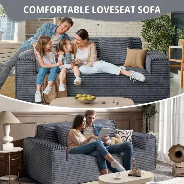 Alt view image 3 of 7 - 75'' Modern Loveseat Sofa, No Assembly Required Comfy Deep Seat Couches 1 pcs for Living Room, Bedroom, Apartment