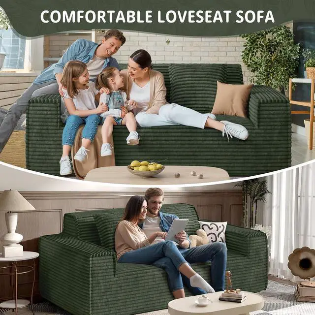 Alt view image 3 of 7 - 75'' Modern Loveseat Sofa, No Assembly Required Comfy Deep Seat Couches 1 pcs for Living Room, Bedroom, Apartment(Green)