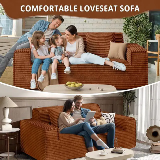 Alt view image 5 of 7 - 75'' Modern Loveseat Sofa, No Assembly Required Comfy Deep Seat Couches 1 pcs for Living Room, Bedroom, Apartment(Brown)
