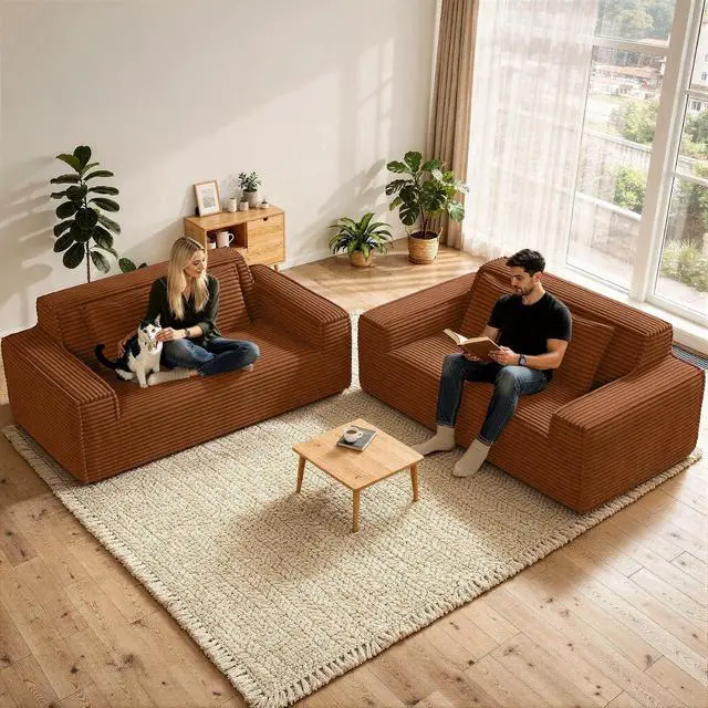 Alt view image 3 of 7 - 75'' Modern Loveseat Sofa, No Assembly Required Comfy Deep Seat Couches 1 pcs for Living Room, Bedroom, Apartment(Brown)