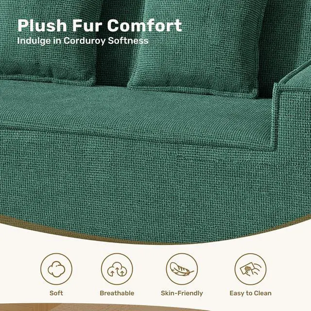 Alt view image 4 of 7 - 77'' Modern Small Loveseat, No Assembly Required Cloud Sofa Cloud Sofa Boneless Couches with 2 pcs Pillows for Living Room, Apartment(Polar Fleece-Green)