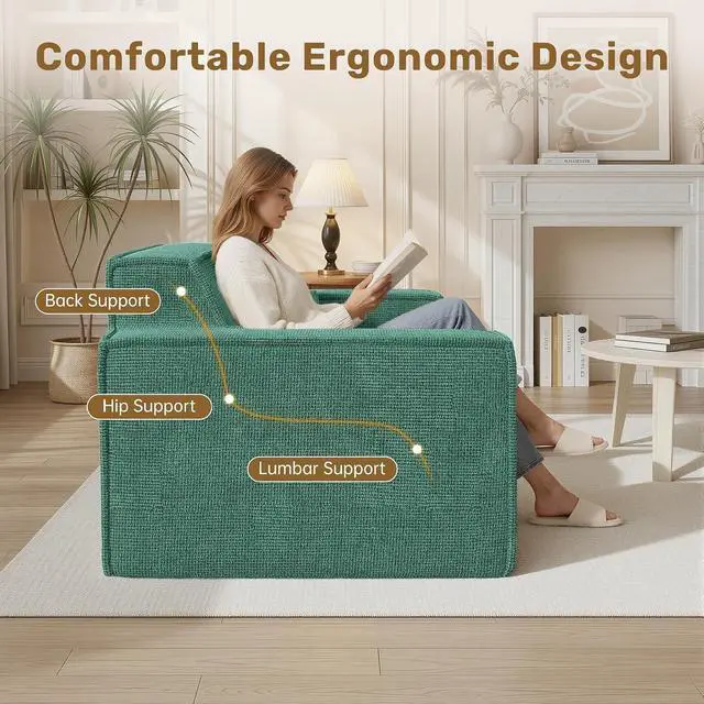 Alt view image 6 of 7 - 77'' Modern Small Loveseat, No Assembly Required Cloud Sofa Cloud Sofa Boneless Couches with 2 pcs Pillows for Living Room, Apartment(Polar Fleece-Green)