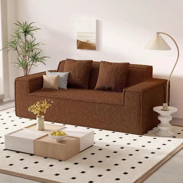 Main image of 75'' Cloud Loveseat Sofa, No Assembly Required Comfy Deep Seat Couches 1 pcs for Living Room, Bedroom, Apartment(Teddy Fabric-Brown)