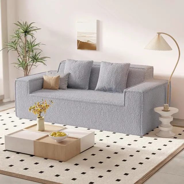 Main image of 75'' Cloud Loveseat Sofa, No Assembly Required Comfy Deep Seat Couches 1 pcs for Living Room, Bedroom, Apartment(Teddy Fabric-Grey)