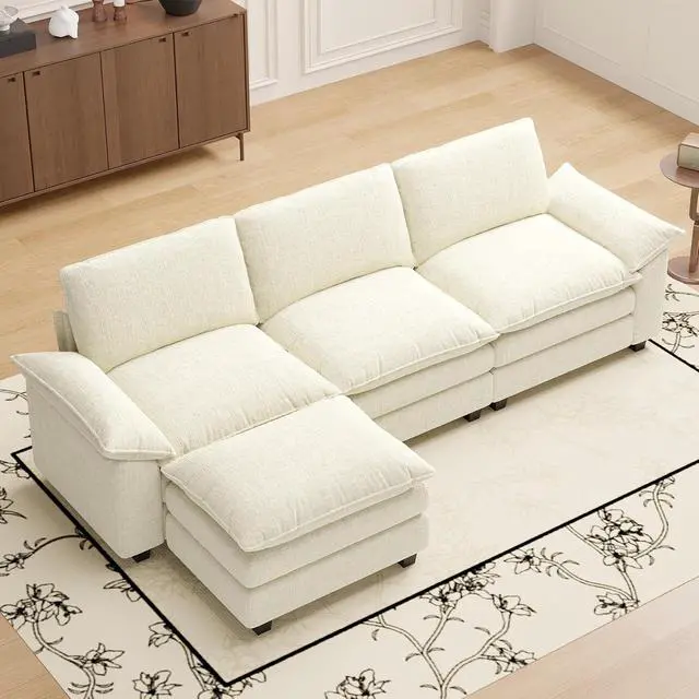Alt view image 3 of 6 - 49" Single Sofa Seat,Comfy Cloud Couch Sectional Sofa, Chenille Sleeper Deep Seat Sofas for Living Room,Bedroom and Apartment,Beige