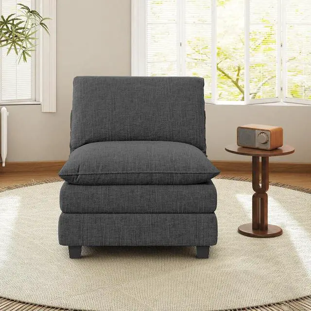 Main image of 37" Single Sofa Seat,Comfy Cloud Couch Sectional Sofa, Chenille Sleeper Deep Seat Sofas for Living Room,Bedroom and Apartment,Dark Gary