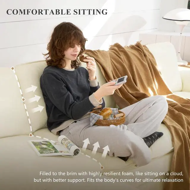 Alt view image 5 of 6 - 49" Single Sofa Seat,Comfy Cloud Couch Sectional Sofa, Chenille Sleeper Deep Seat Sofas for Living Room,Bedroom and Apartment,Beige