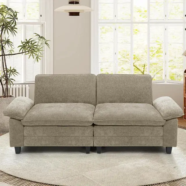 Main image of 86" Modular Sectional Sofa,Comfy Cloud Couch Sectional Sofa,Loveseat Chenille Sleeper Deep Seat Sofas for Living Room,Bedroom and Apartment,Khaki